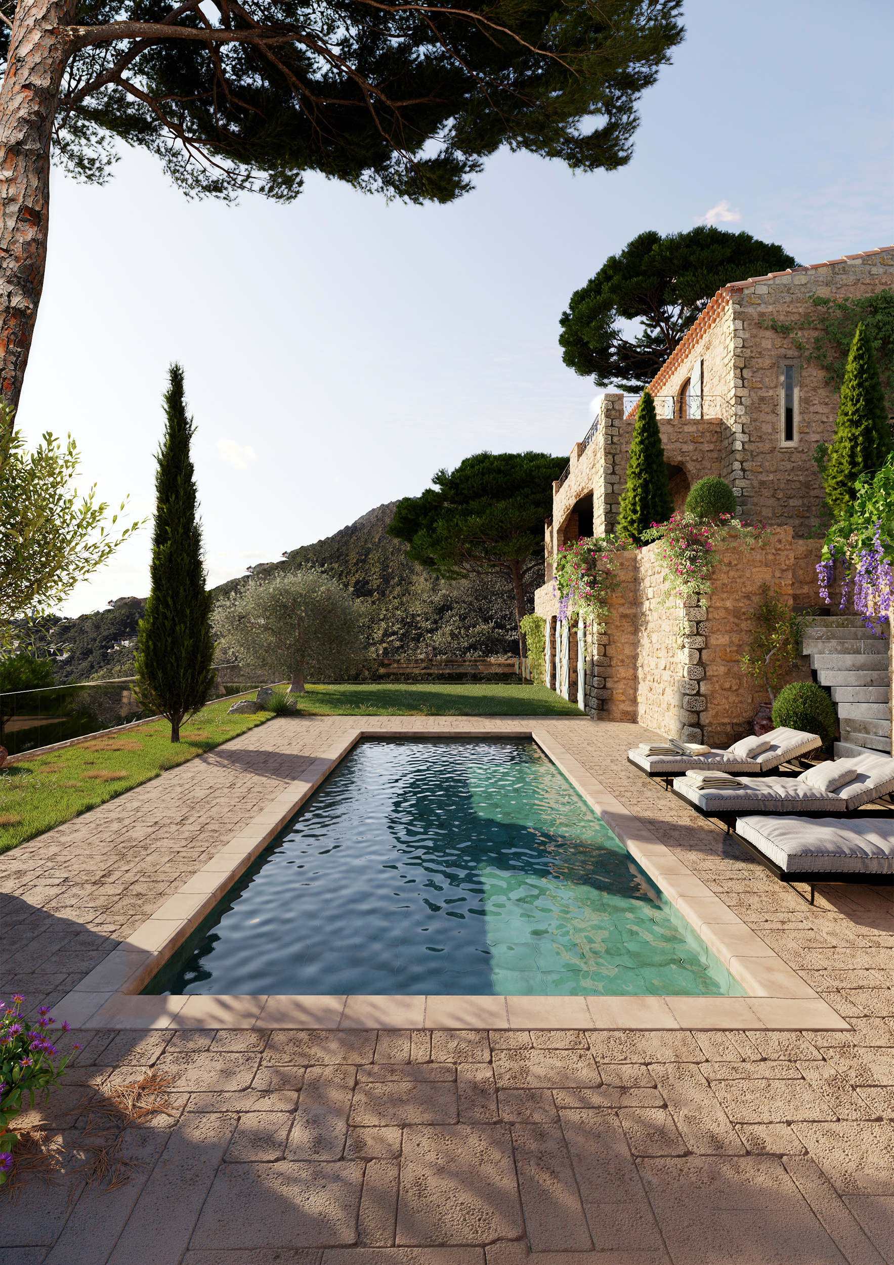Visualisation 3D d'une villa provencal dans les hauteurs de Vallauris