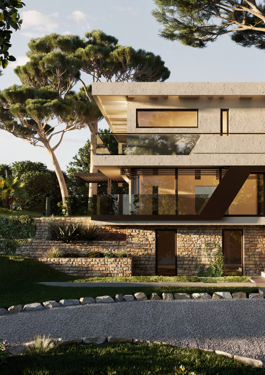 Perspective 3D d'une villa à Roquebrune cap martin